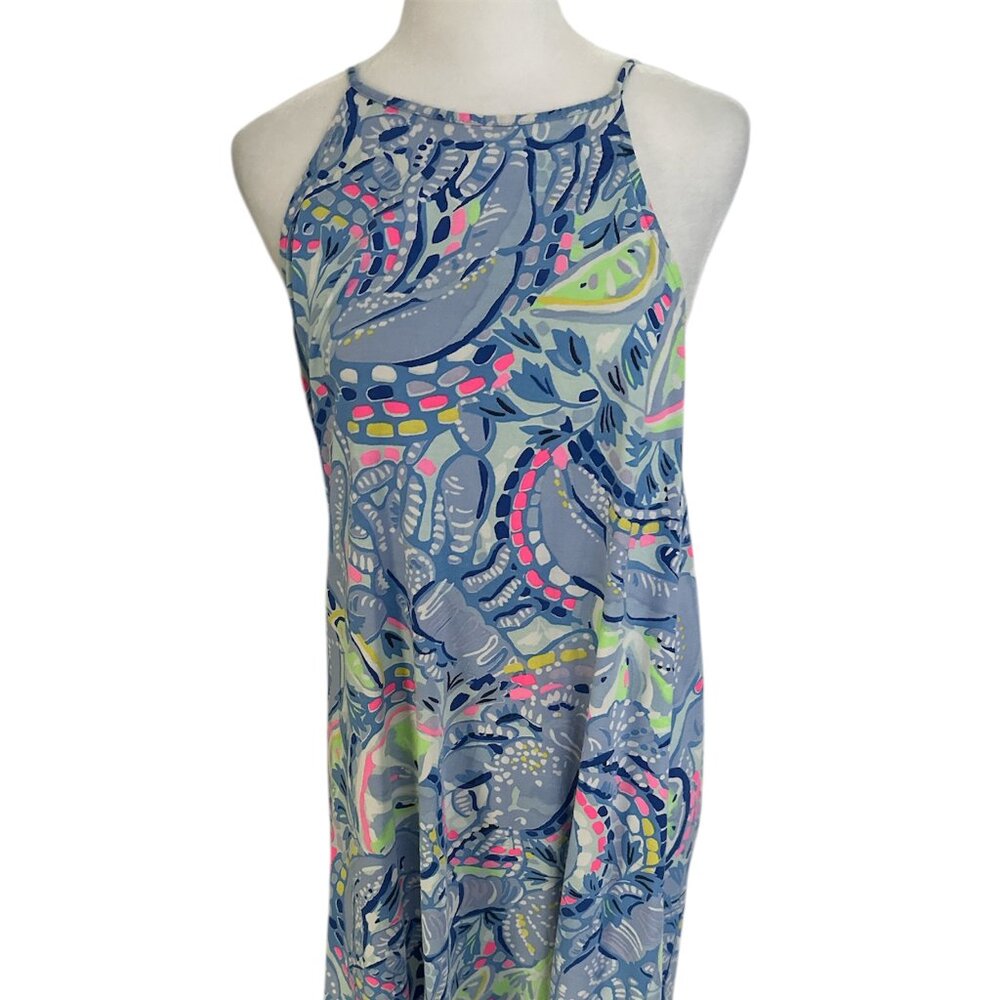 Lilly Pulitzer Blue Multi-Color Printed Midi Dress